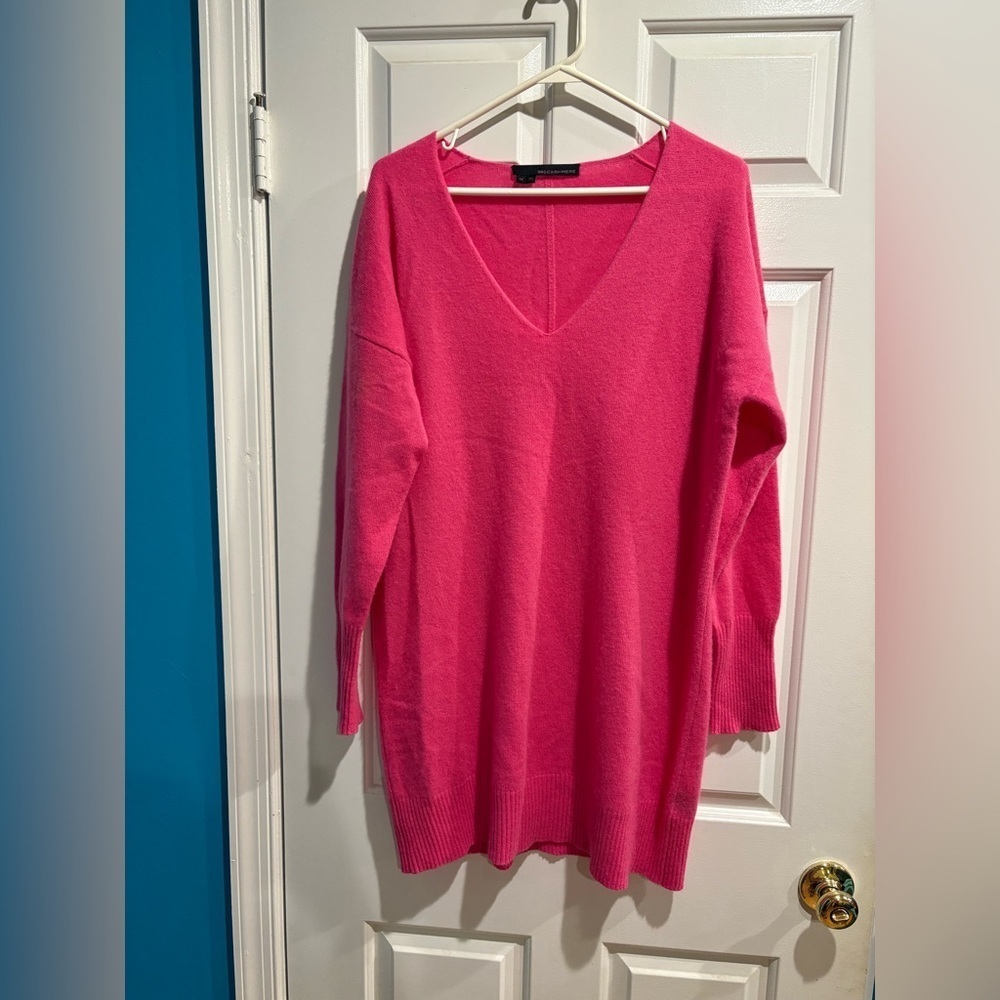 360 Cashmere sweater  tunic mini dress wool sz M pink